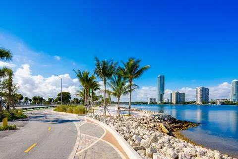 Key Biscayne Bridge Beach located at north side of the Rickenbacker Causewa.. Stock Photos