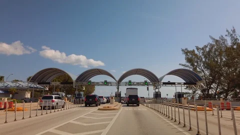 Key Biscayne Miami Brickell toll Booth 4k 60p Stock Footage 103371602