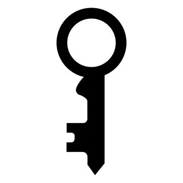 Key black vector icon on white background Illustrazione stock