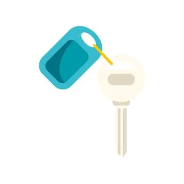 Key with blank keychain tag for identification Stock Illustration