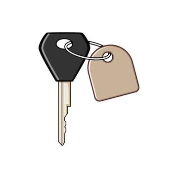 Key with blank label attached to keyring Stock Illustration