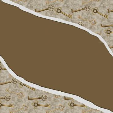 Key border skeleton key gold and brown Stock Illustration