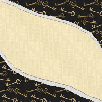 Key border skeleton key gold and black Stock Illustration