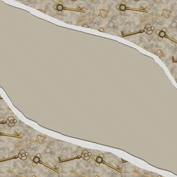 Key border skeleton key gold and brown Stock Illustration