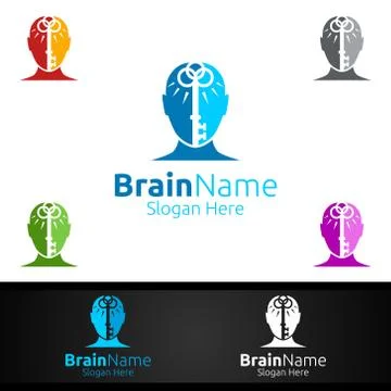 Key Brain Brain Logo with Think Idea Concept Design Stock Illustration