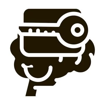 Key for brain icon Vector Glyph Illustration Illustrazione stock