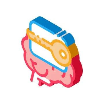 Key for brain isometric icon vector illustration 스톡 일러스트