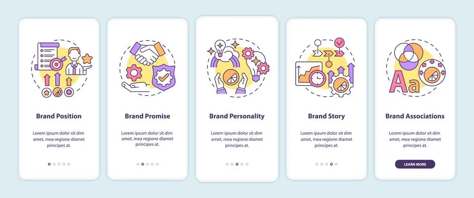 Key brand elements onboarding mobile app page screen イラスト素材