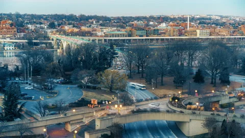 Key bridge at night in Washington DC Stock Footage 107247415