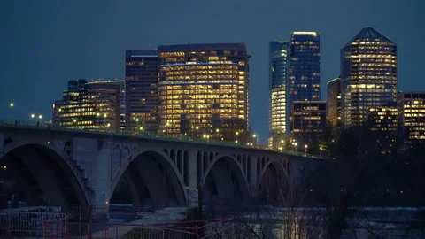 Key bridge in Washington DC at night Stock Footage 149381861