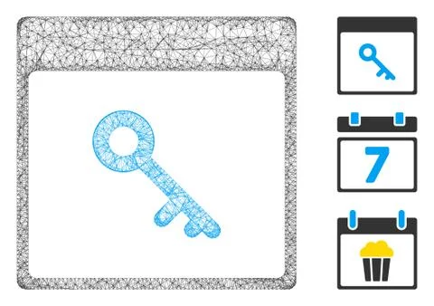 Key Calendar Page Polygonal Web Vector Mesh Illustration イラスト素材