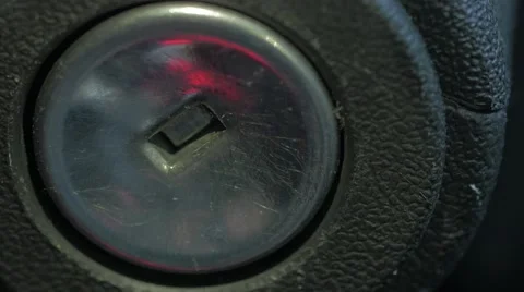 Key Into Car Ignition Start Engine Video stock 65768608