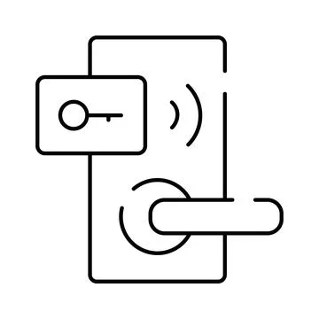 Key card accessing smart door lock system Stock Illustration