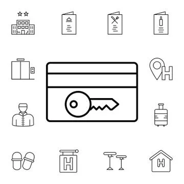 Key, card flat vector icon in hotel service pack Stock Illustration
