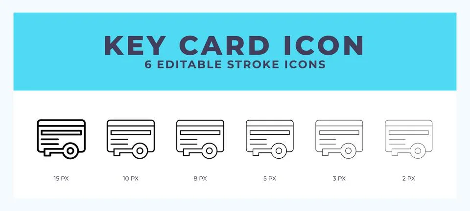 Key card icon set with different stroke. Vector illustration with editable .. Stock Illustration