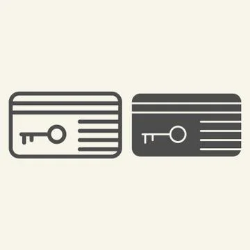 Key card line and solid icon. Hotel electronic room keycard symbol, outline Stock Illustration
