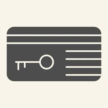 Key card solid icon. Hotel electronic room keycard symbol, glyph style pictogram Stock Illustration