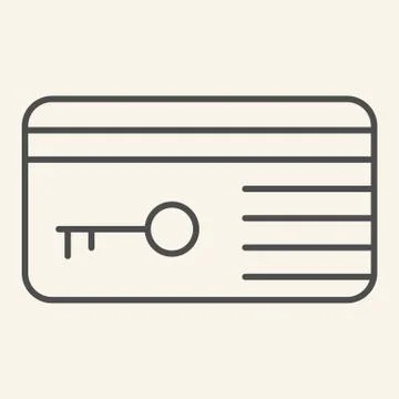 Key card thin line icon. Hotel electronic room keycard symbol, outline style 스톡 일러스트