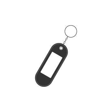 Key chain icon isolated. Blank rectangular keychain with ring and chain for key 库存插图