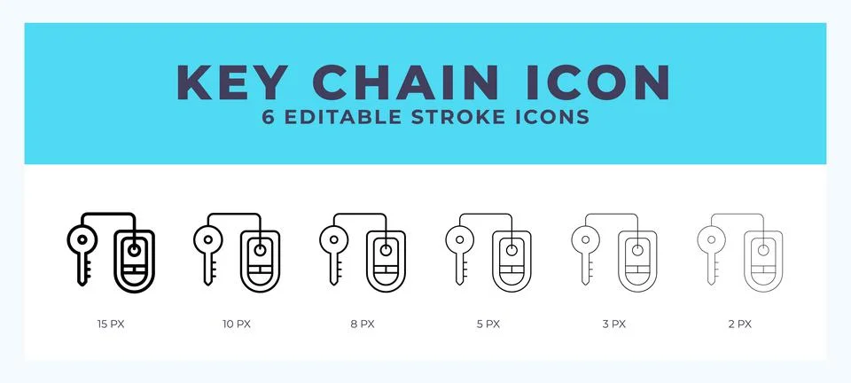 Key chain icon in thin line. Bold line. Regular line. Editable stroke. Stock Illustration
