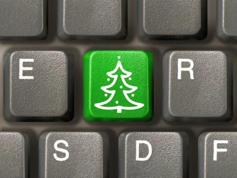 Key with christmas tree Stock Photos
