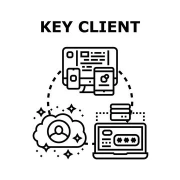 Key client managing digital services accessing online account Stock Illustration