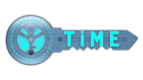 Key with clockwork and the word time Stock Illustration