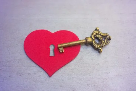 Key close to a heart - macro Stock Photos