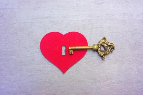 Key close to a heart Stock Photos