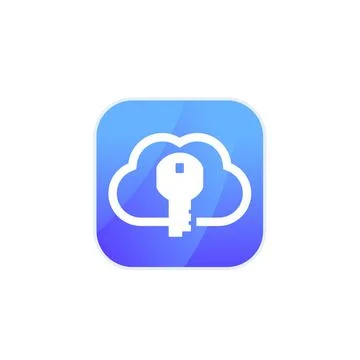 Key to cloud icon for apps Illustrazione stock
