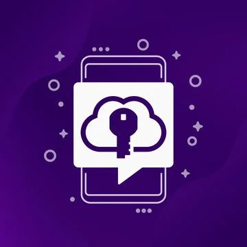 Key to cloud icon for mobile apps Stock Illustration