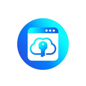 Key to cloud icon for web, vector Stock Illustration