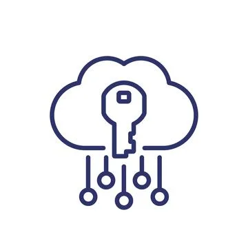 Key to cloud line icon Stock Illustration