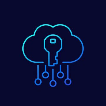 Key to a cloud line vector icon Stock Illustration