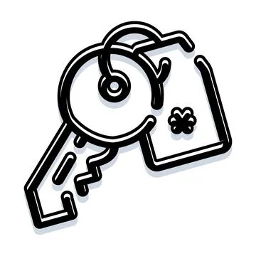 Key with clover tag icon for security access Ilustração Stock