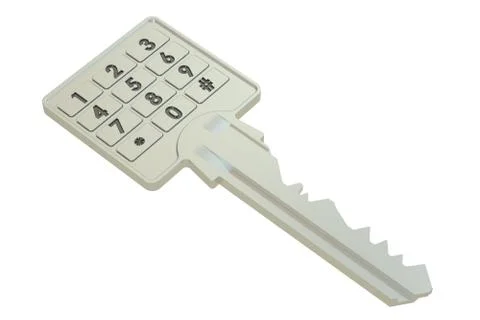 Key with the code combination, 3D rendering Stock Illustration