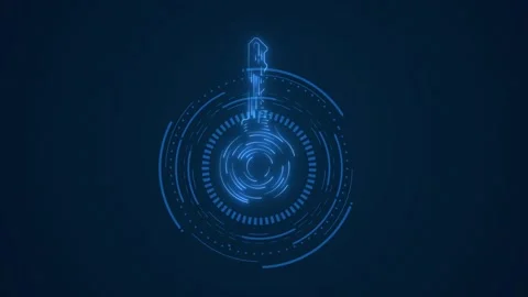 Key code login and Circle line HUD technological glowing Key code animation. Video stock 250736077