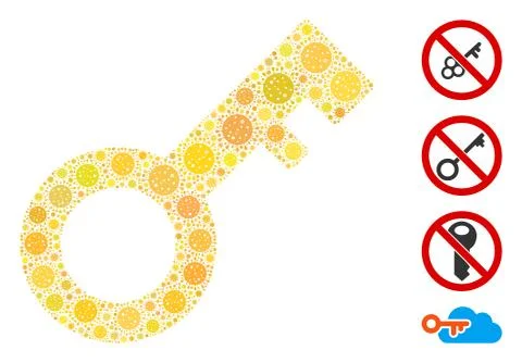 Key Collage of Covid Virus Elements Stock Illustration