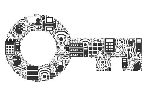 Key Collage Icon for BigData and Computing Stock Illustration