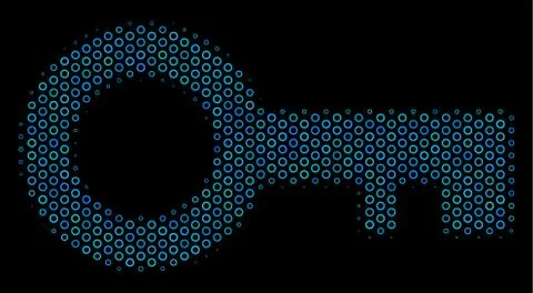 Key Collage Icon of Halftone Bubbles Stock Illustration