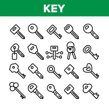 Key Collection Different Elements Icons Set Vector イラスト素材