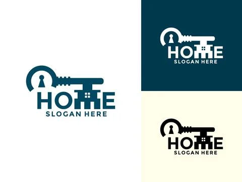 Key combination with letter M vector design logo, Minimal Key Home Logo Desig Stock Illustration