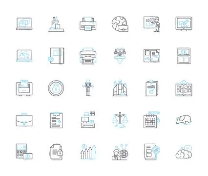 Key commerce linear icons set. E-commerce, Marketing, Sales, Retail, Products Stock Illustration