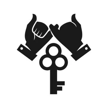Key Commitment Teamwork Together Black Logo イラスト素材