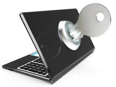 Key on computer shows secured password or unlocking Stock Illustration
