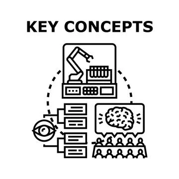 Key concepts uniting advanced technology, human insight and collective intell Stock Illustration