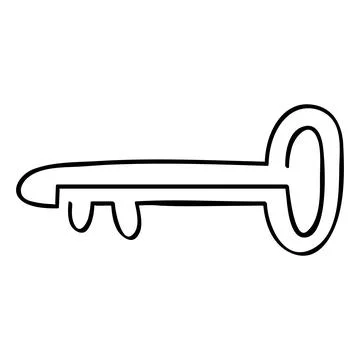 Key, continuous line art, simple vector hand draw sketch Stock Illustration