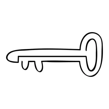 Key, continuous line art, simple vector hand draw sketch Stock Illustration