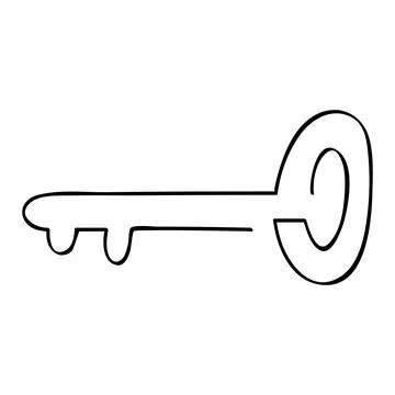 Key, continuous line art, simple vector hand draw sketch Stock Illustration