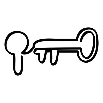 Key, continuous line art, simple vector hand draw sketch Stock Illustration